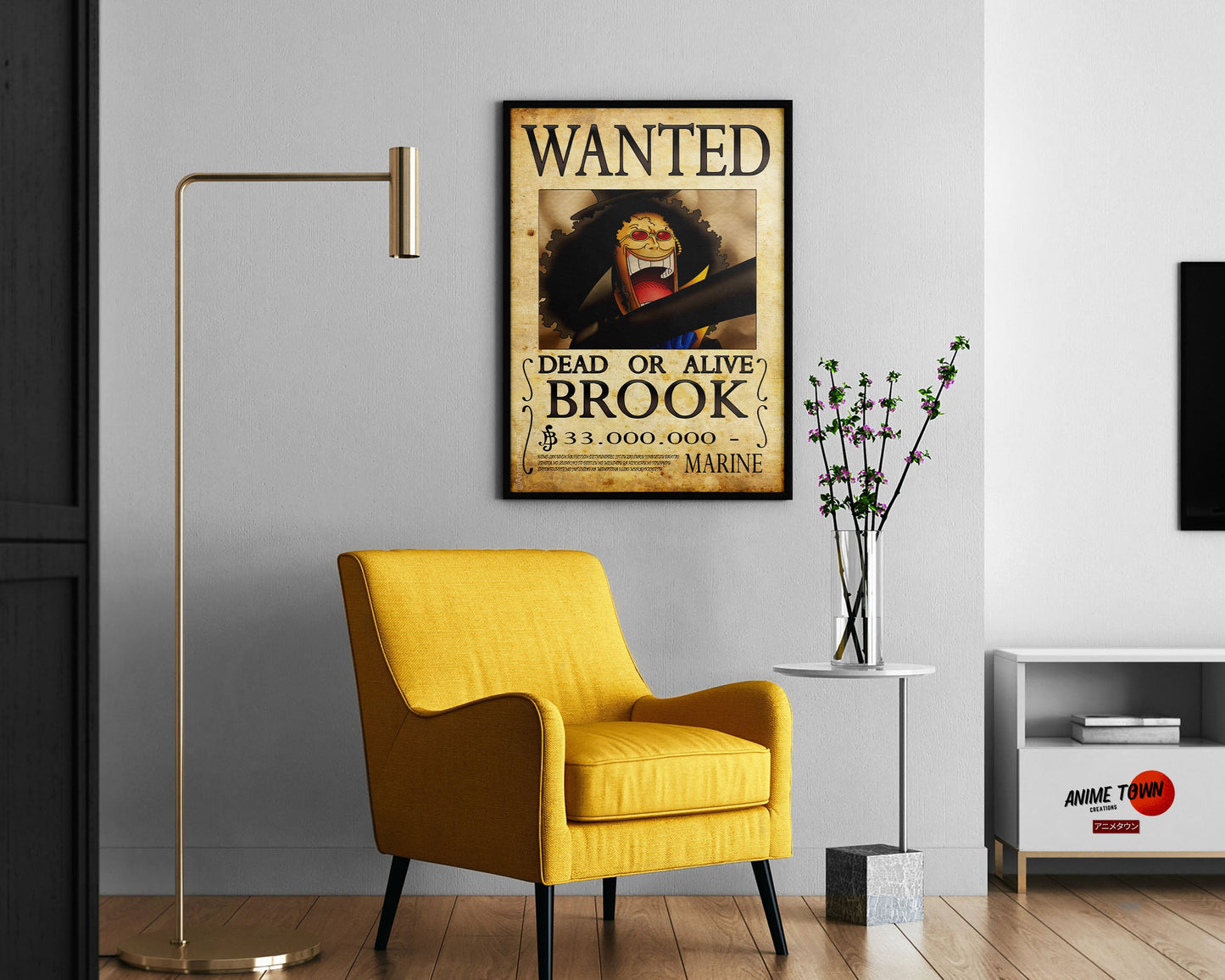 Anime Town Creations Poster One Piece Brook Wanted Poster 11" x 17" Home Goods - Anime One Piece Poster