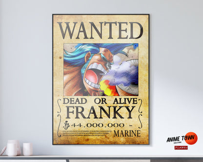 Anime Town Creations Poster One Piece Franky Wanted Poster 11" x 17" Home Goods - Anime One Piece Poster