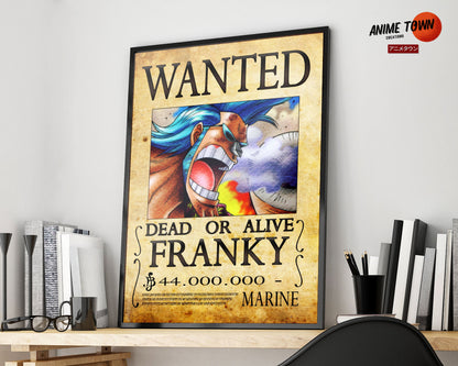 Anime Town Creations Poster One Piece Franky Wanted Poster 5" x 7" Home Goods - Anime One Piece Poster
