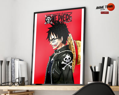 Anime Town Creations Poster One Piece Minimalist Red 5" x 7" Home Goods - Anime One Piece Poster