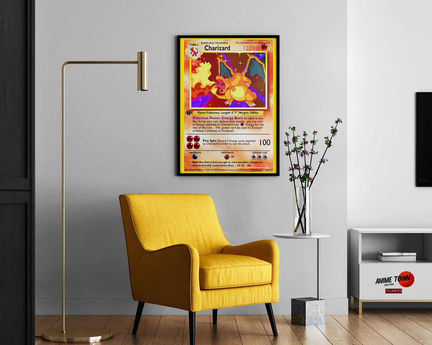 Anime Town Creations Poster Charizard Pokemon Card 11" x 17" Home Goods - Anime Pokemon Poster