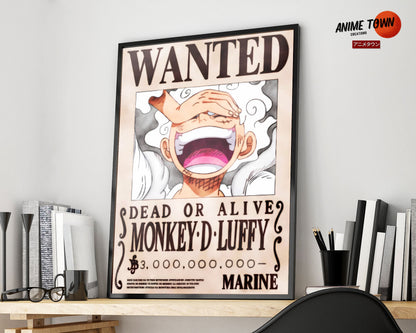 Anime Town Creations Poster One Piece Luffy Gear 5 Wanted 5" x 7" Home Goods -   Poster