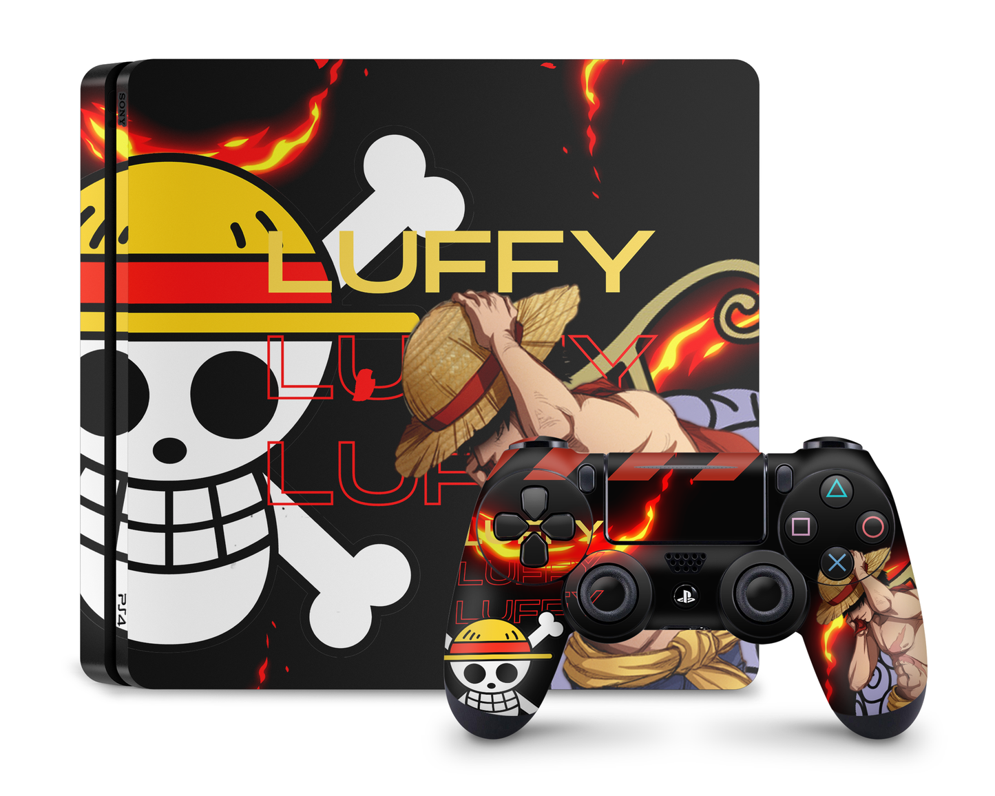 Anime Town Creations PS4 One Piece Luffy Flames PS4 Skins - Anime One Piece PS4 Skin