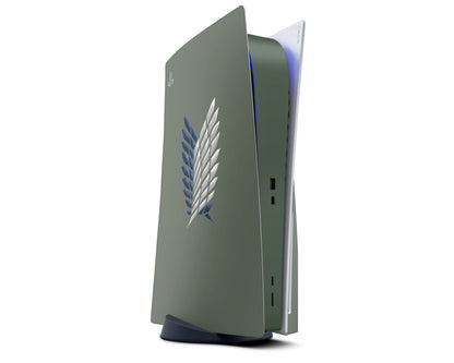 PlayStation PS5 Attack On Titan Survey Corps Green Minimalistic PS5 Skins - Anime Attack on Titan Skin