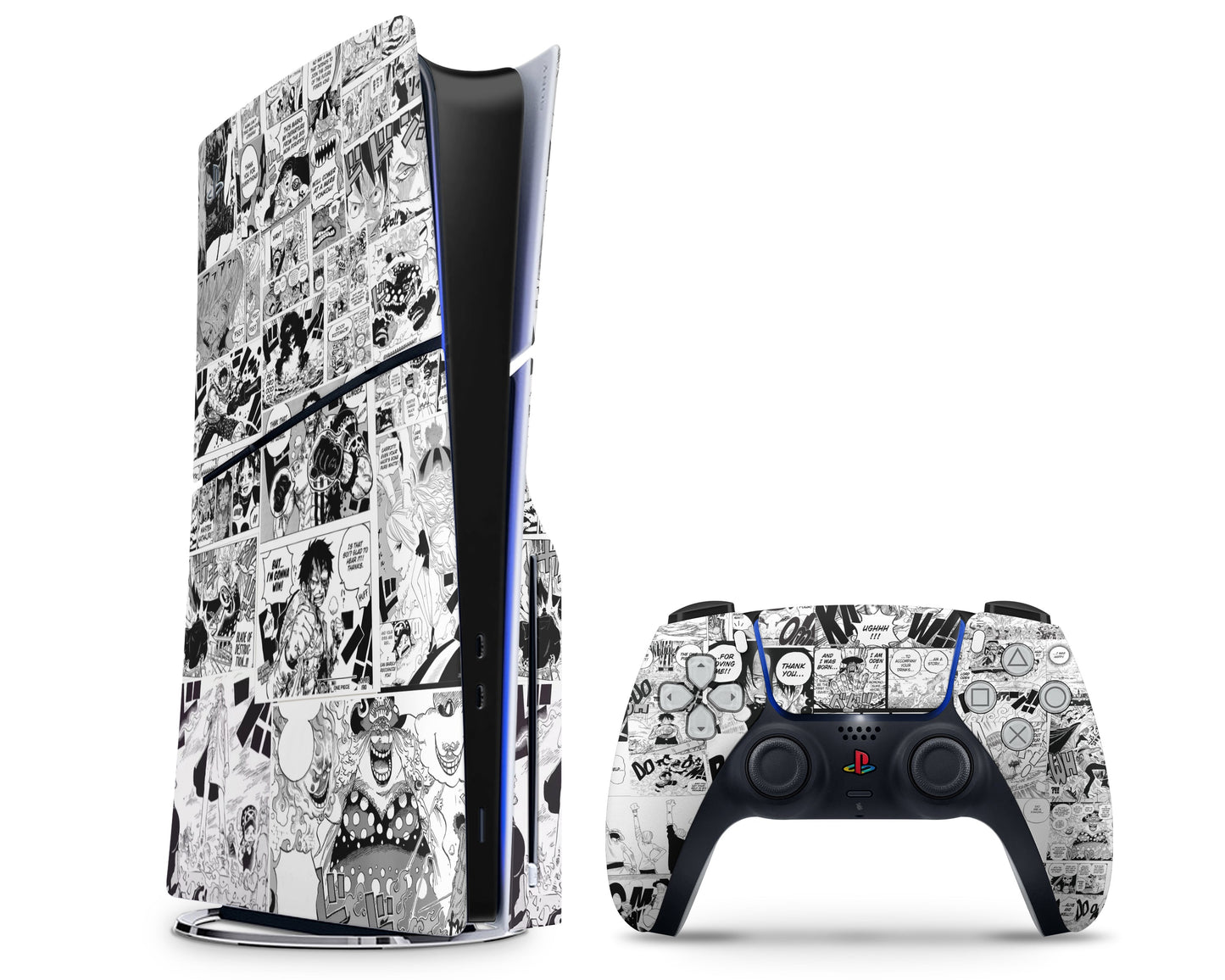 Anime Town Creations PS5 Slim One Piece Manga Collage PS5 Slim Skins - Anime One Piece PS5 Slim Skin