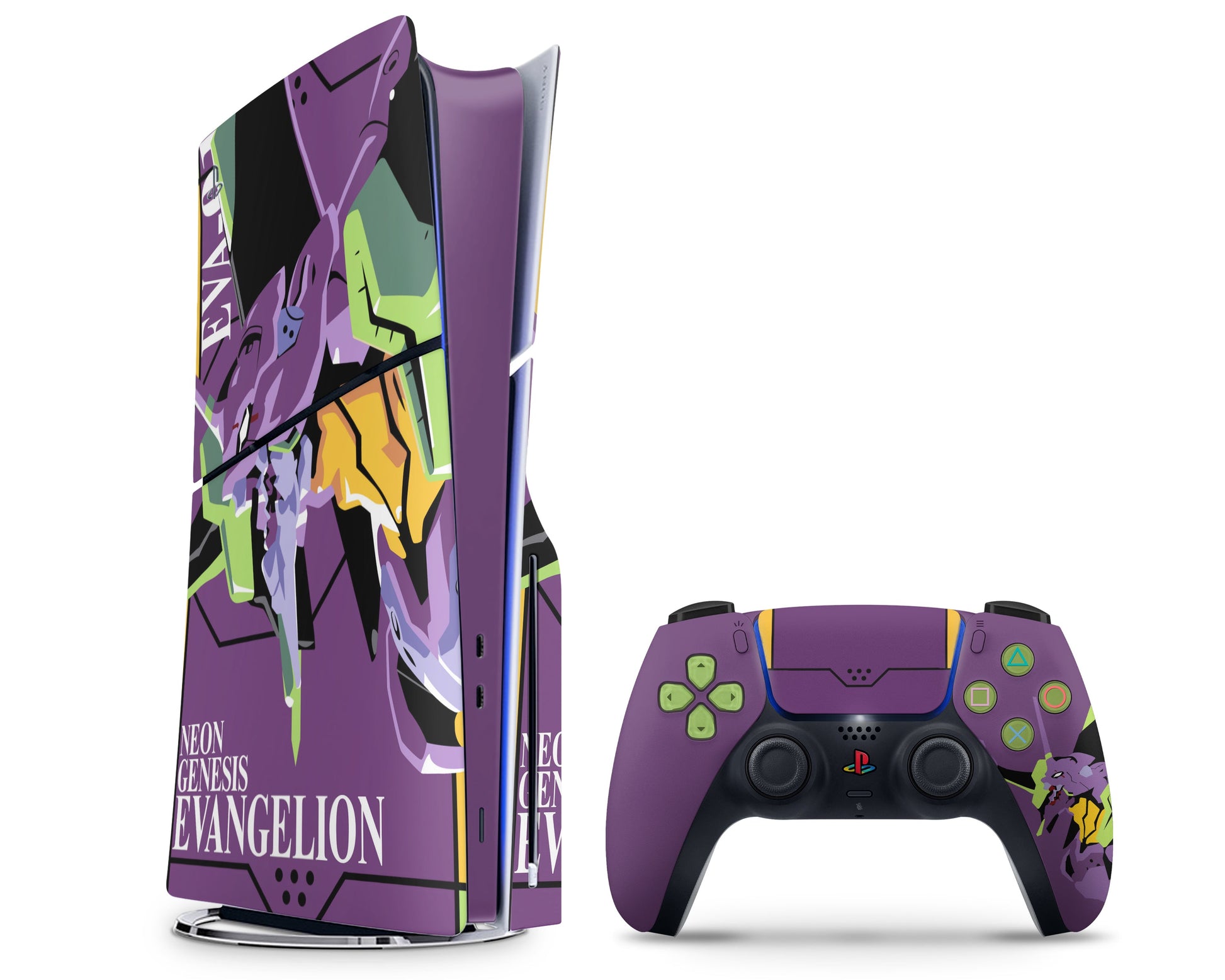 Anime Town Creations PS5 Slim Neon Evangelion Genesis Unit 01 PS5 Slim Skins - Anime Neon Evangelion Genesis PS5 Slim Skin