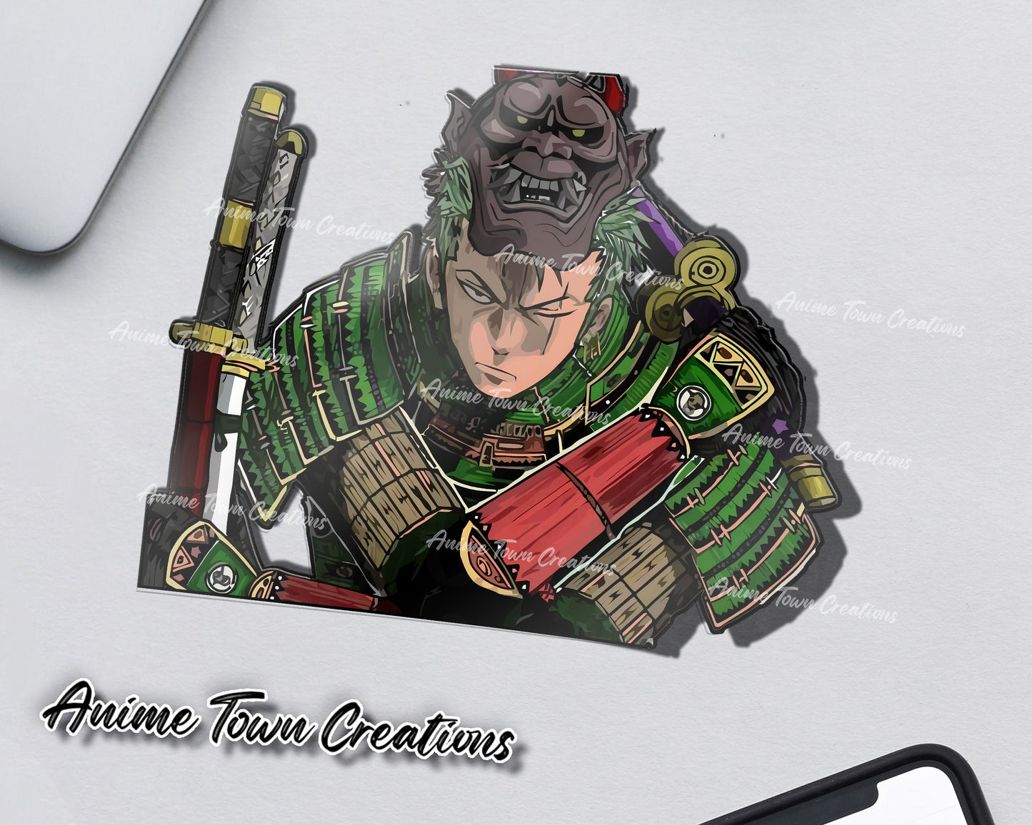Anime Town Creations Sticker One Piece Samurai Zoro Peeker 5" Accessories - Anime One Piece Sticker