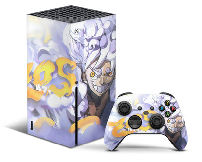 Anime Town Creations Xbox Series X One Piece Luffy Gear 5 White Xbox Series X Skins - Anime One Piece Xbox Series X & S Skin